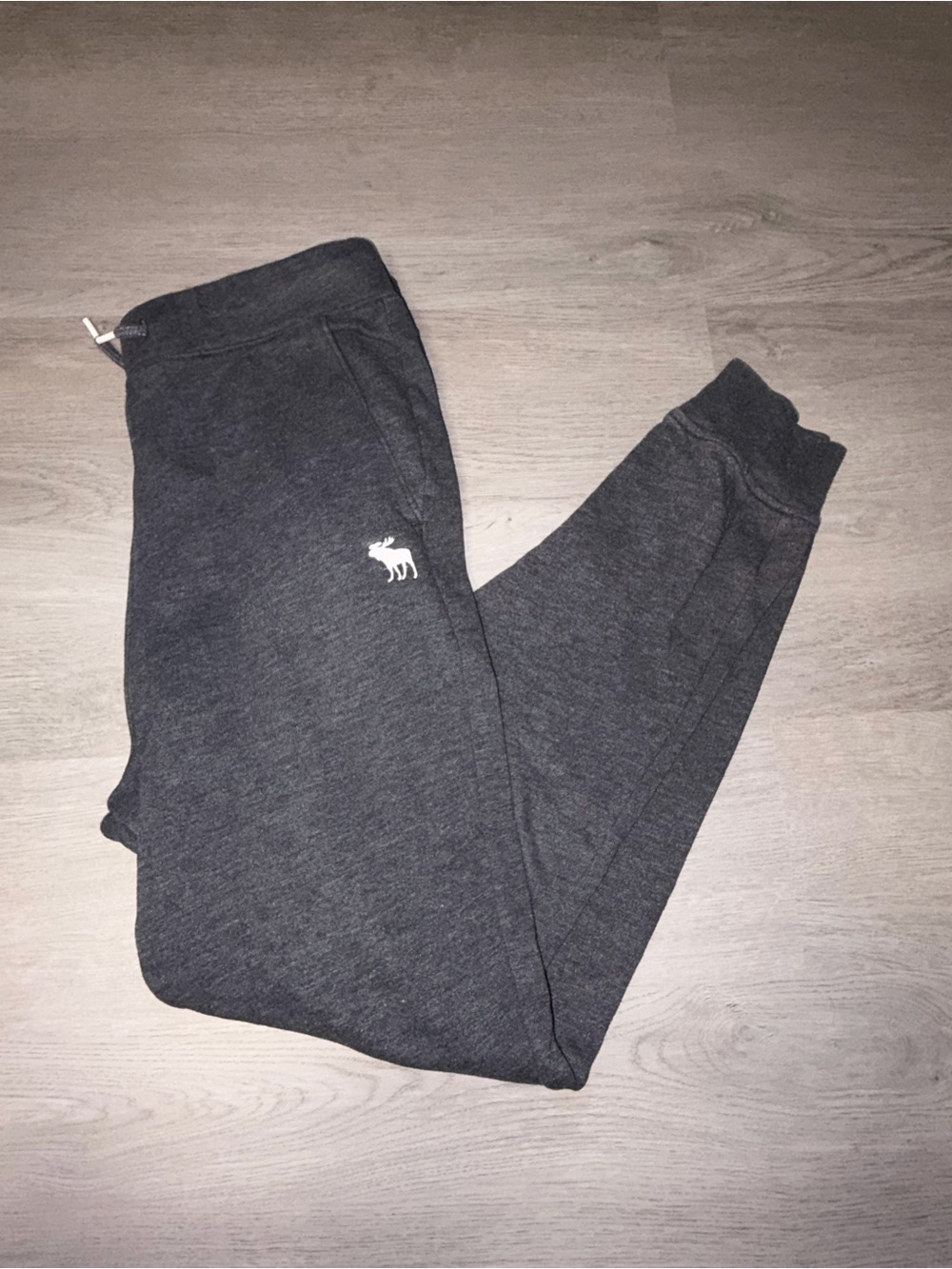 abercrombie kids Charcoal Jogger Sweatpants with White Moose Logo